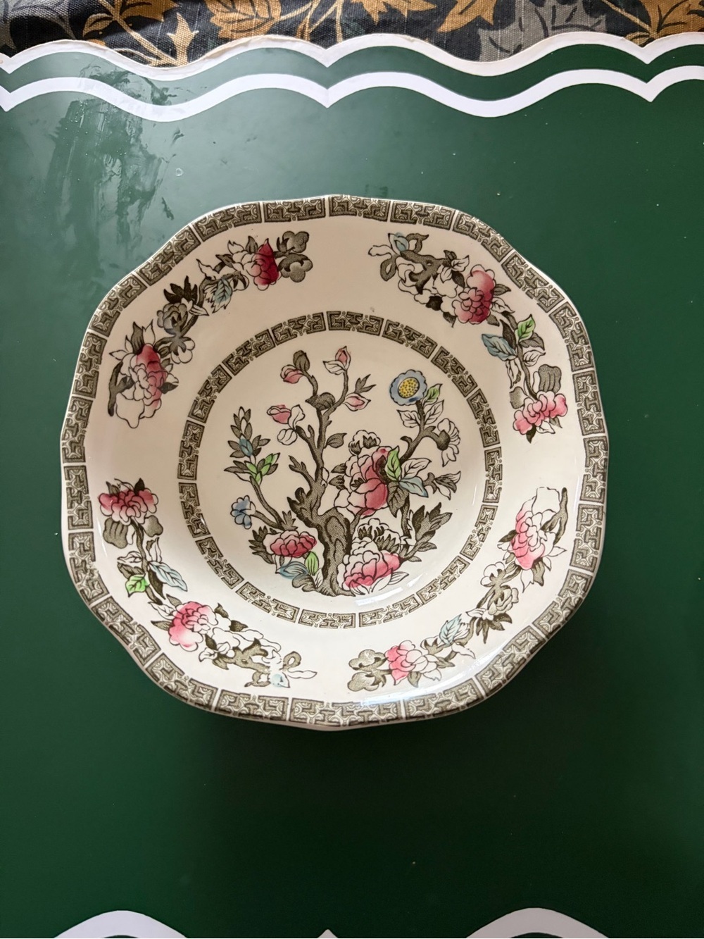 Johnson Brothers Cream Porcelain Bowl with Pink and Green Floral Motif